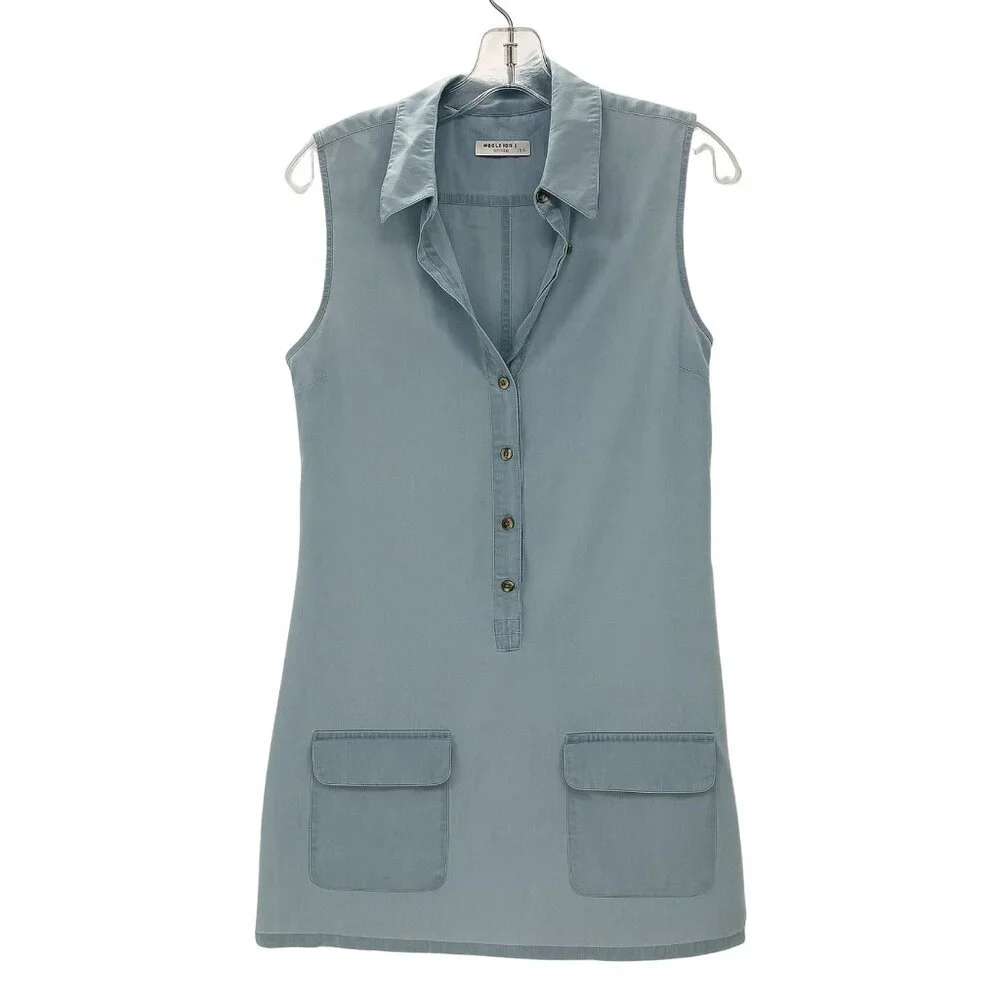 Equipment Femme Lucida Dress Denim Blue Jean Short Collared Dress Sz Small - Picture 3 of 7